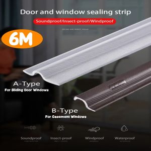 6M Soundproof Foam Sliding Window Sealing Strip  Wearable Casement Window Weather Stripping Door Gap Filler Acoustic Seal Tape