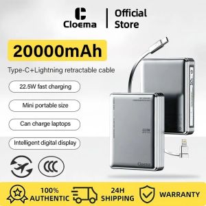Cloema Portable Powerbank 20000mah Universal USB Port 22.5W Fast Charging Mini Compact Outdoor Travel