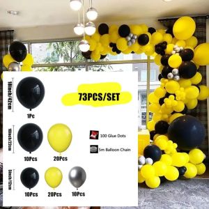 73pcs Black Yellow Silver Balloon Garland Arch Kit Wedding Birthday Retirement Party Decoration Baby Shower Latex Ballon