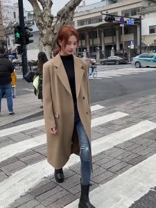 Double Layer Thick Windbreaker Women's Korean Waist Slim High-end Ladies Long Trench Coat Jacket