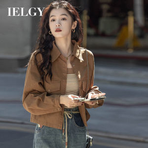 Ielgy cổ điển áo khoác Jacket mỏng nữ phong cách Hàn Quốc rộng áo ngắn Áo thun tay dài mới