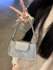 Silver Underarm Crescent Moon Handbag Womens New 2025 High-End Luxury Small Luxury Handbag Soft Magnetic Buckle Closure