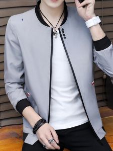 ROMON | Lormen Mens Baseball Collar Jacket Short Flight Style Windproof Fashionable Spring Autumn Workwear Casual Handsome Coat