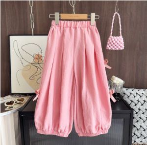 Menoea bé gái mùa hè mới đáy phiên bản Hàn Quốc màu trơn nơ đèn lồng giản dị lỏng đáy trẻ em ngọt ngào dễ thương quần áo trơn