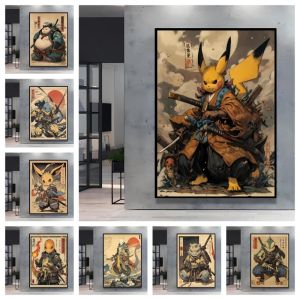 Japanese Classic Anime Pokemon Pikachu Retro Canvas Poster Prints Cartoon Picture Home Childrens Room Decoration Holiday Gift