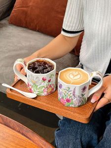 Retro Violet Ceramic Mugs Coffee Cups for Women Home Use High End Feeling Souvenir Gift Cups Heat Resistant Glass Series