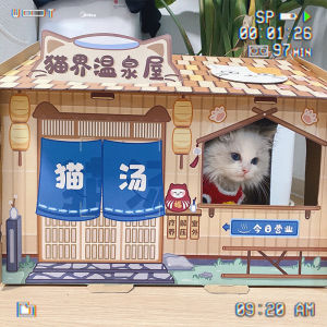 Thảm Cào Móng Cho Mèo Thùng Carton Nhất Thể Ổ Mèo Hộp Giấy Cho Mèo Chịu Mài Mòn Không Rơi Vỡ Bàn Cào Móng Cho Mèo Nhà Mèo