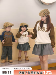 Cotton Casual Sweatshirt Family Matching Clothes Small Age Parent-Child Matching Autumn Collection Mother-Daughter Style Baby Outfit