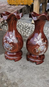 Cặp Lục bình phong thuỷ - Cặp Lục bình gỗ lim cẩn hoa hàng nguyên khối cao 20cm - 23cm - 30cm
