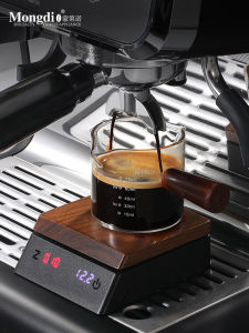 Portable Hand-Poured Coffee Bean Scale Mongdio Italian Coffee Electronic Scale Mini Wooden Smart Coffee Timer Weighing Scale