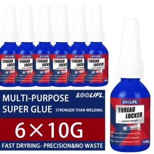 LOOLIFL | Loolifl 1‑6 Bottles Threadlocker 10ml Medium Strength Thread Sealant Anti-Vibration Anti-Loosening Screw Fastening Adhesive for Metal Threads Bolts Nuts Repair