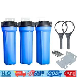 Water Filter 3 Stages Blue Filter Housing Only 10" x 2.75" Slim Type