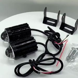 Sean 1Pair Two Color Mini Motorcycle Driving Lights White+Yellow Pair with Handlebar Switch Motor Spotlight