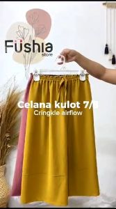 Promo!! Celana Kulot Crinkle 7/8 Premium Pinggang Karet Melar Jumbo