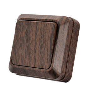 Wood 1 Gang 1 Way On/Off Flame Retardant Spray Plastic Button Light Switch Wall Mounted EU Standard Classic Surface Switch Way