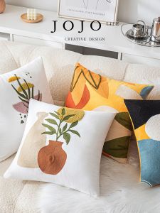 JOJOs L. PD Examine Patchwork Embroidery Bedside Pillow Office Waist Support Pillow Polyester Outer PP Cotton Filling