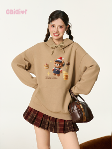 Gbiaior | Cartoon Bear Printed Hoodie Couples Casual Loose Fit