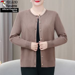 TUCANO | Solid Color Maternity Mid-aged Loose Knit Sweater Cardigan