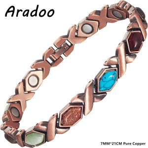 ARADOO Pure Copper Magnetic Bracelet for Women Turquoise Detox Jewelry Gifts