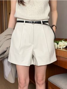 Cool A-Line Short Pants Womens Casual High Waist Straight Leg Pants Spring Summer New Arrival White Color Commute Style