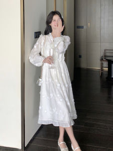 Elegant Off-White French Style Two-Piece Dress Set Womens Autumn 2025 New Inner Strap Dress Casual Loose Fit Long Sleeve