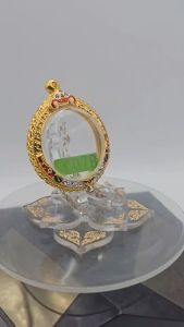 T#078 ตลับพระ/กรอบพระไมคอนฝังพลอยทองสูตร วงใน  3.9*4.3 ซม. เหรียญกลมซ่อนห่วงหรือพิมพ์ใกล้เคียง เป็นต้น **ขนาดที่ใส่สวย 3.6*4.0  ซม**