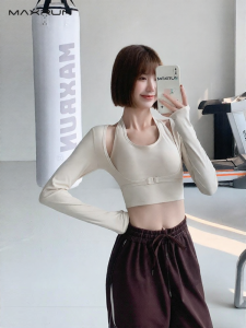 MaxRun World | Two-Piece Look Long Sleeve Cape-Style Sport Vest Top
