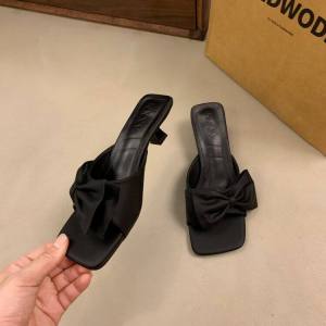 Dép Cao Gót Vuông Mỏng Cho Nữ Mùa Hè 2025 Dép Cao Gót Đế Xuồng Kiểu Pháp Fairy Knot Ngoài Trời Dép Cao Gót Mỏng Đế Xuồng