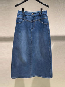 AmaShi ผู้หญิง สูง เอว Slit ขาตรง เดนิม มินิ กระโปรงยาวปานกลาง สไตล์เกาหลี ผ้าฝ้าย โพลีเอสเตอร์ สแปนเด็กซ์ Blend ฤดูใบไม้ร่วง สินค้าใหม่