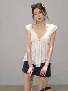 OIOI ESSE | Áo Blouse Mùa Hè Vòng Cổ Dây Rút Tay Phồng Viền Ren