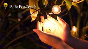String Lights 50 LED Solar Panel Outdoor Lighting with G40 Bulbs Waterproof Party Decor for Garden Wedding Festival