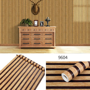 45cm vintage wood grain striped wallpaper self-adhesive living room bedroom background wall sticker PVC home decoration sticker