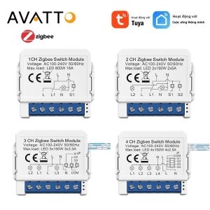 Mô-đun Công Tắc Thông Minh Mini AVATTO ZigBee Tuya - 1/2/3/4 Gang Điều Khiển Đèn Tự Làm Hoạt Động Với Alexa Google Home Tự Động Hóa Hai Chiều