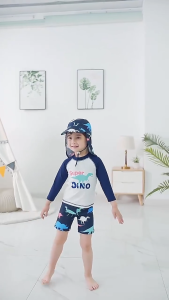 Bộ đồ bơi bé trai tặng kèm mũ che nắng Dài Tay Chống Nắng Đồ Bơi Trẻ Em Hoạt Hình đáng yêu Mirilik