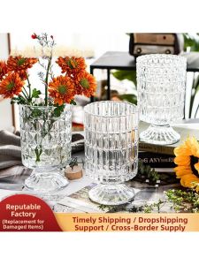 Vintage Thickened Transparent High-foot Water Cultivation Flower Vase