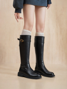 Josiny | Vintage Brown Knee-length Round-toe Knight Boots