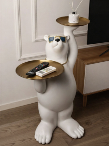ZHONGGE | Luxury Creative Storage Floor Statue Double Tray Decor