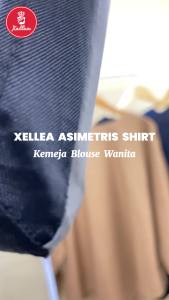 Blouse Wanita Oversize Linen Rami Basic Casual Korean Style Terbaru Nyaman Asimetris Shirt - XELLEA