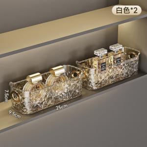 Luxurious Rectangular Cosmetic Storage Box Bathroom Organizer Basket Desktop Makeup Storage Rack Plastic Carryable Pet Friendly