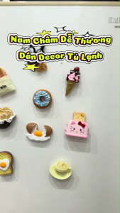 Sticker chủ đề đồ ăn gắn tủ lạnh bề mặt kim loại hút dính chắc chắn trang trí tặng quà tân gia sinh nhật bạn đáng yêu