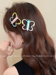 กิ๊บติดผมผีเสื้อสีสันสดใส Dopaamine สำหรับผู้หญิง กิ๊บติดผมด้านข้าง ปมผมด้านหลังศีรษะ สไตล์หวานๆ ใหม่ 2024