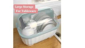 Double Winner Plastic Nursing Bottle Holder with Cover Removable Drainboard Small Size Plate Cup Dish Dryer Tray Drainer for Kitchen-KC108