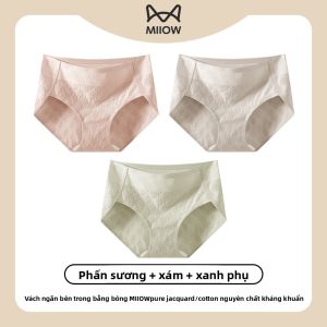 Quần lót MiiOW cho nữ làm bằng cotton nguyên chất kháng khuẩn tam giác cạp vừa