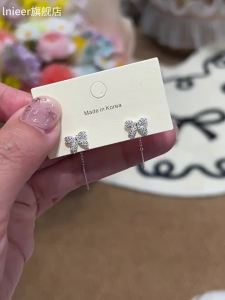 Lnieer | 999 Silver Bow Tassel Earrings