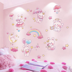 Girls Bedroom Wall Stickers Childrens Room Decorative Wall Decals Self Adhesive PVC Animal Pattern Modern Simple Style Home Decor