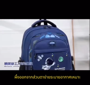 แฟชั่น นักบินอวกาศ การ์ตูน  กระเป๋านักเรียนเด็ก  กระเป๋านักเรียนประถม น้ำหนักเบา+จุของได้มาก กระเป๋าเป้สะพายหลังกันน้ำ ลดแรงกดทับด้วยหลักวิทยาศาสตร์ ปกป้องกระดูกสันหลังสำหรับเป้นักเรียน （แถมฟรี! กล่องดินสอ）