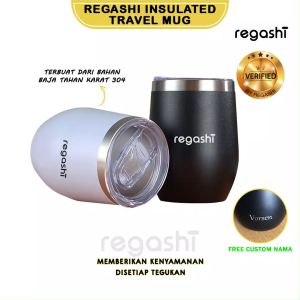 [ Custom Nama ] Regashi Insulated Travel Mug | Coffee Travel Cup | Eggshell Coffee Mug | Tumbler Gelas Stainless Antibocor (Bisa Custom Nama)