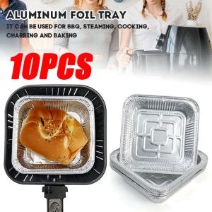 10pcs Aluminum Foil Tin Box Air Fryer Disposable Paper Liner Oil-Proof Non-Stick Home Baking BBQ Tin Foil