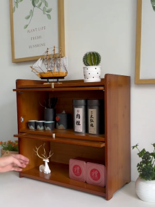 Bamboo Cabinet 2/3/4Layers Multi-functional Transparent Countertop Storage Cabinet Kitchen Shelf Makeup Storage Organizer Box Spice Cabinet 竹制台面置物柜