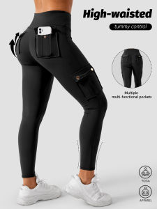 Cargo Yoga Leggings for Women High Waist Multi Pocket Butt Lifting Workout Leggings High Stretchy for Gym Fitness Running